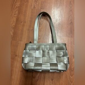 Harveys Seatbelt Gray Beige Taupe Tan Shoulder Bag Double Handles USA Made